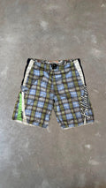 BS0060 Billabong x Occy SIGNATURE Blue and Green Striped Vintage Boardshorts (38")