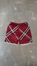 BS0068 Billabong Red, White and Black Striped Vintage Boardshorts (38")