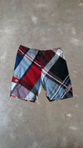 BS0096 Billabong Red, Blue and Gray Striped Vintage Boardshorts (38")