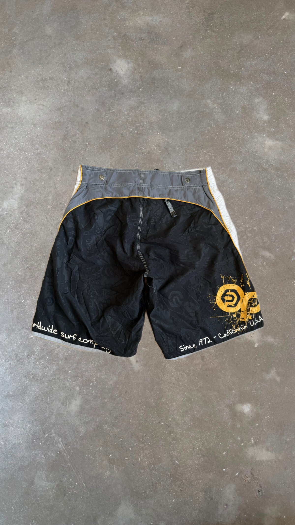 BS0149 OP Black, Gray and Yellow Vintage Boardshorts (34")