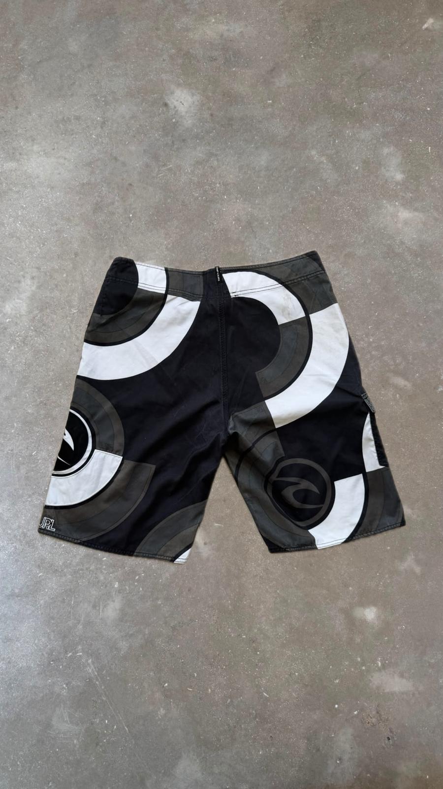BS0156 Rip Curl Black and White  Vintage Boardshorts (38")