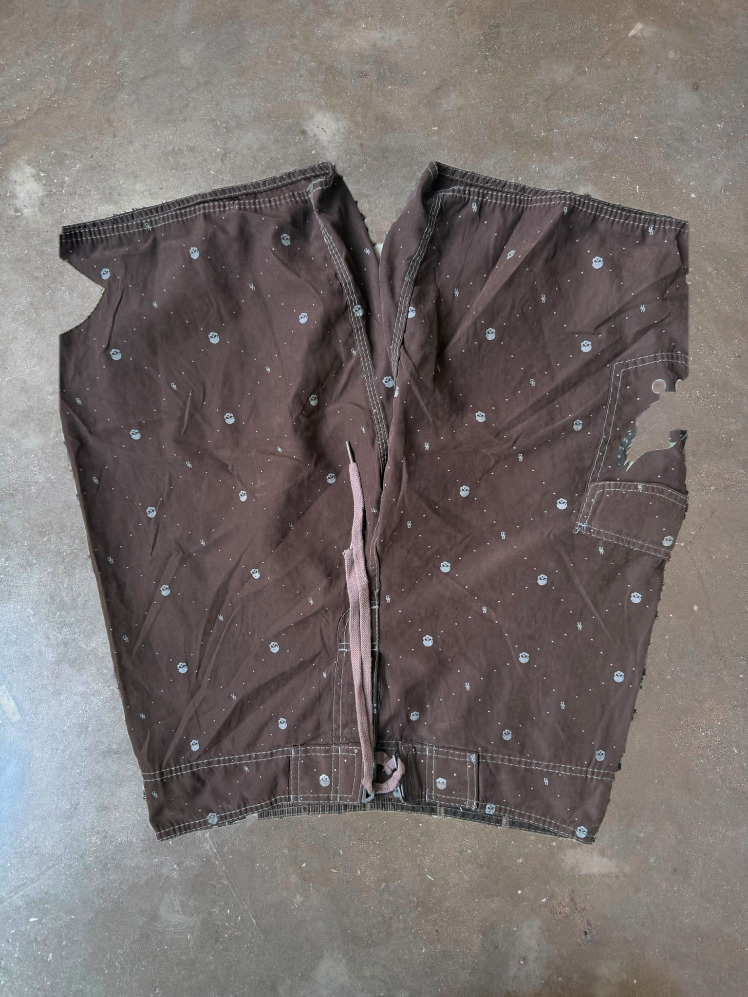 Brown Dotted Boardshorts with Fish Patch