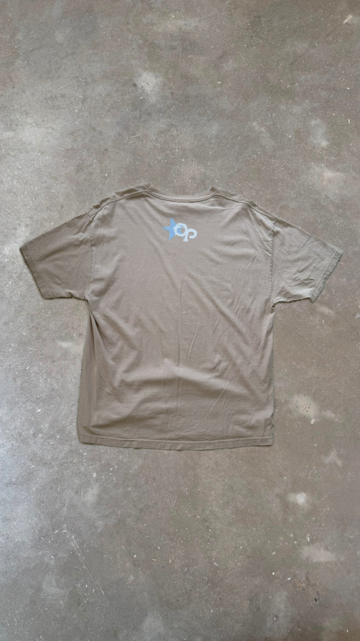TS0015 OP Beige and Blue Vintage T-Shirt (XL)