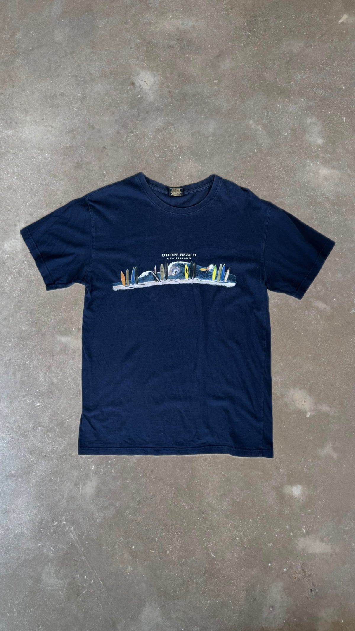 TS0016 Unbranded Blue "Ōhope Beach" Vintage T-Shirt (M)